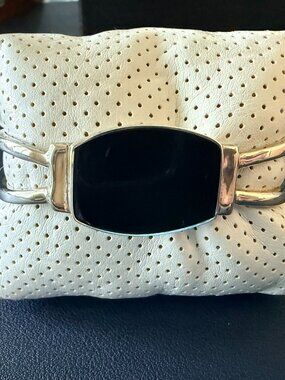 Vintage Mexican Sterling Silver Onyx Cuff Bracelet